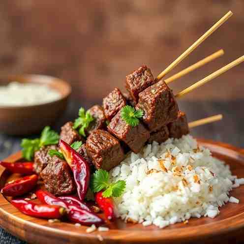 Sate Padang - Spicy Beef Satay & Dried Red Chilies Recipe